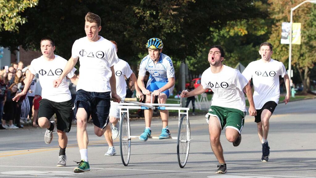 Photo of Phi Delts during the chariot race